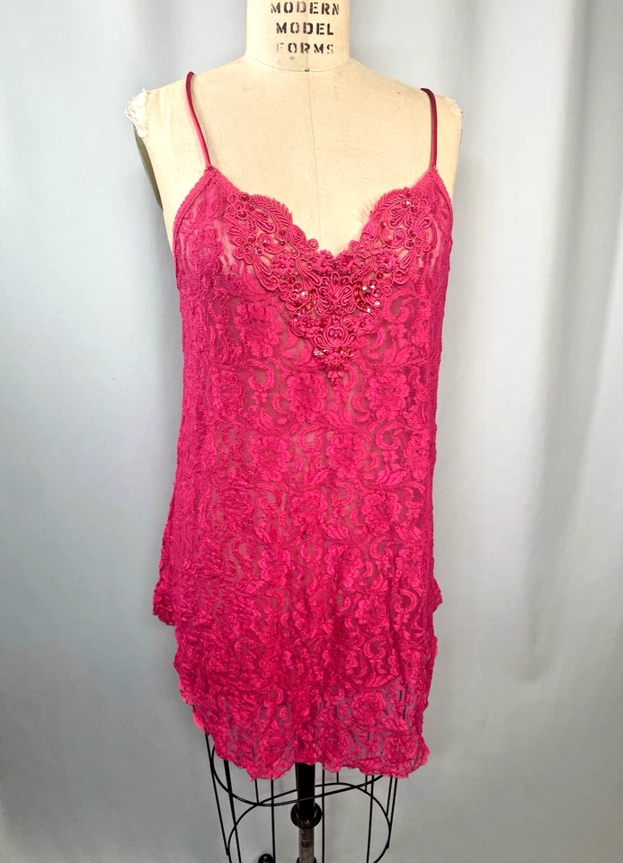 Camisón Vintage TALLA MEDIANA Rosa Encaje Elástico NOCHE MAGIA CINE ETOILE Foto 3 de 4