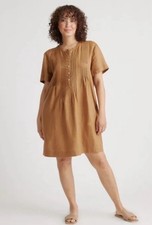 Quince 100% European Linen Short Sleeve Swing Dress Relaxed Large Sustainable