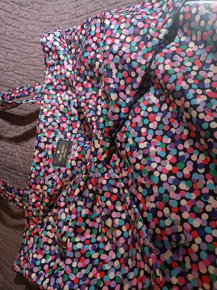 Kate Spade Confetti On Purpose Nylon Tote Bag Bow Travel Preppy Polka Dot - Image 4 of 4