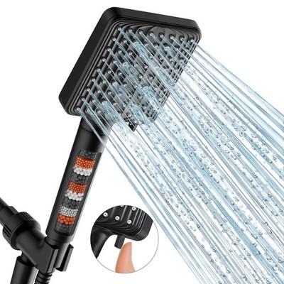 Filtered Shower Head Black - 6 Modes High Pressure Handheld Shower Head with ...