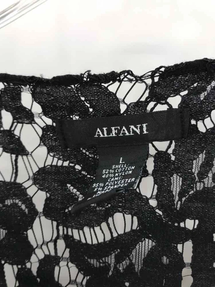 Pre-Owned Alfani Black Size Large Floral Lace Long Sleeve Blouse - Image 3 of 3