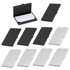 Business Card Holder, 10Pcs Aluminum Metal Card Case Card Holder, Black Silver