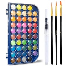 Watercolor Paint Set, 48 Colors Non toxic Watercolor Paint with a Brush Refil...