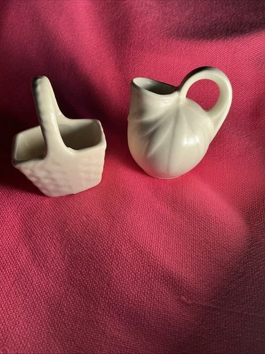 Vintage Shawnee White/Cream Mini Pitcher And Basket