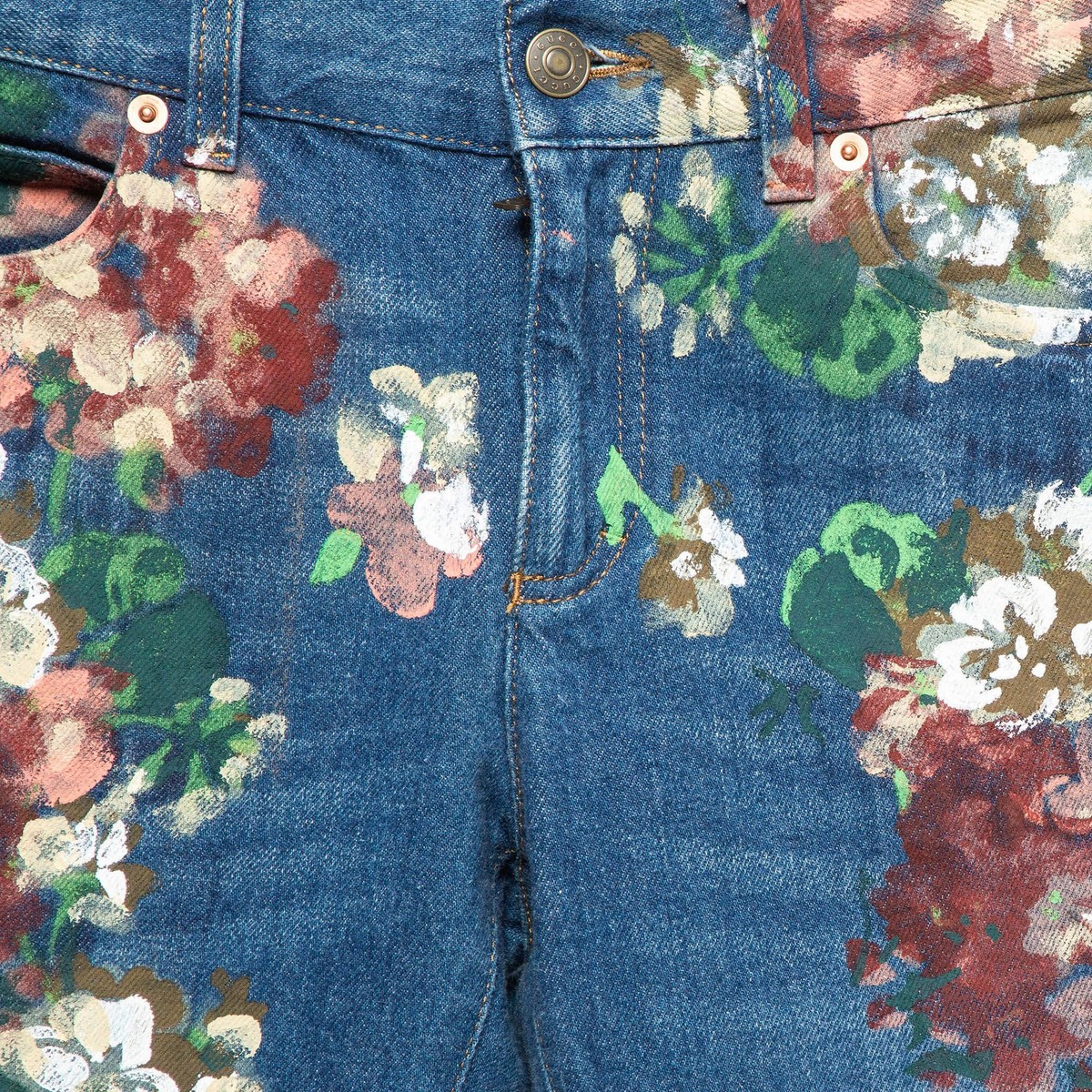 Gucci Blue Floral Hand Painted Denim Jeans XS Waist 23 | eBay