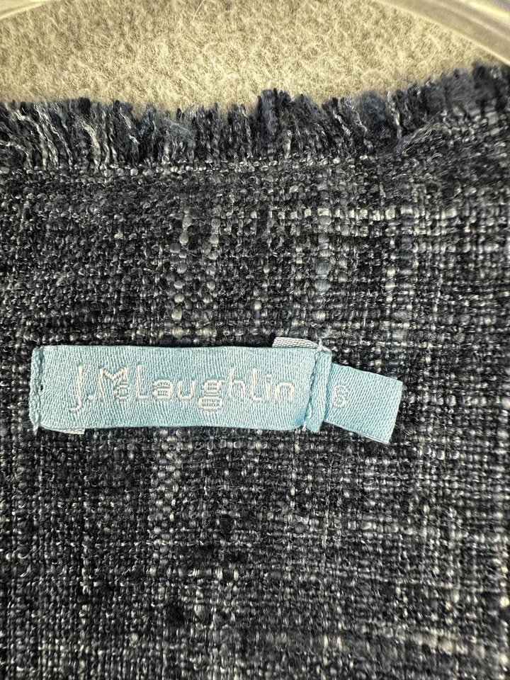 Vestido feminino J McLaughlin pequeno azul tweed sem mangas peito duplo carreira - Imagem 2 de 4