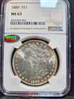1889 MORGAN SILVER DOLLAR NGC MS 63