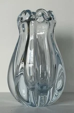 Vintage Orrefors  Stella Polaris Ice Blue Glass Vase by Vicke Lindstrand. Signed