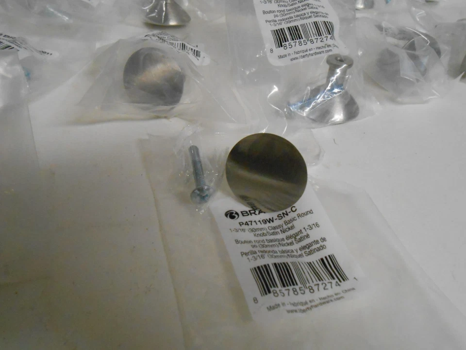 19 Pack Brainerd P47119W-SN-C Classy Round Knobs Satin Nickel New - Image 2 of 4