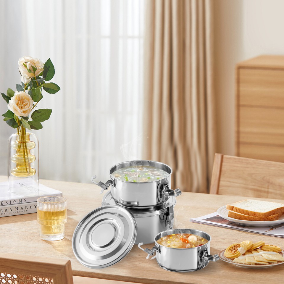 3 Sets Stainless Steel Food Storage Containers, Kitchen Food Containers