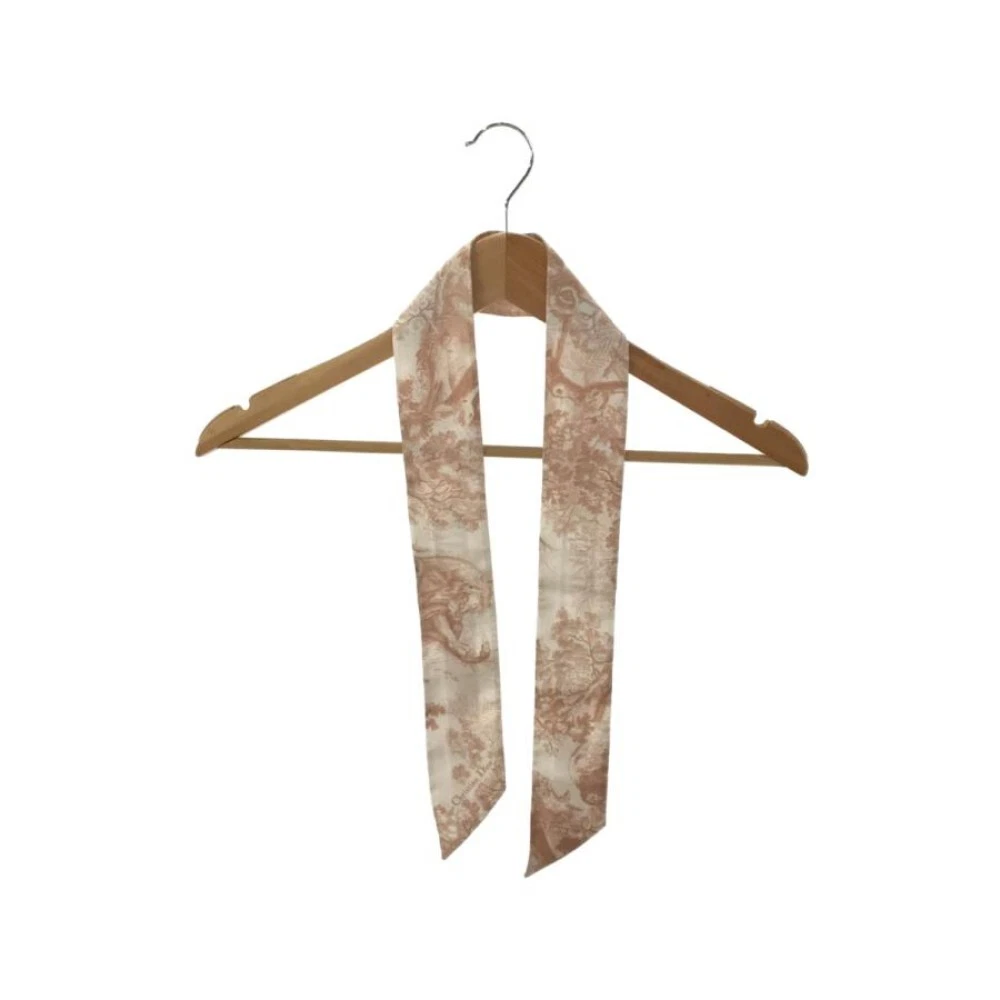 Foulard Christian Dior 40x2 pouces soie rose 04887a