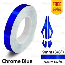 3/8" 9mm PinStriping Pin Stripe Tape Styling Decal Vinyl Sticker CHROME BLUE