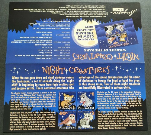 Singapore 2003 Nocturnal Night Creature Cartoon Stamp MS FDC(pair)新加坡首日封1对(夜间生物) - Picture 8 of 9