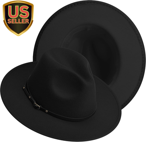 Wide Brim Fedora Hats for Women and Men Classic Felt Panama Hat Men'S Two Tone D