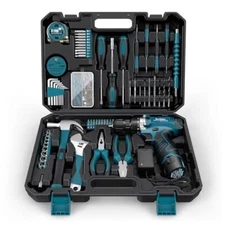  Tool Kit 206PCs with Drill - 12V Cordless Power Drill Combo Home Tool Set - 