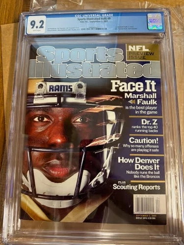 September 3, 2001 Marshall Faulk Rams RC Sports Illustrated Newsstand CGC 9.2