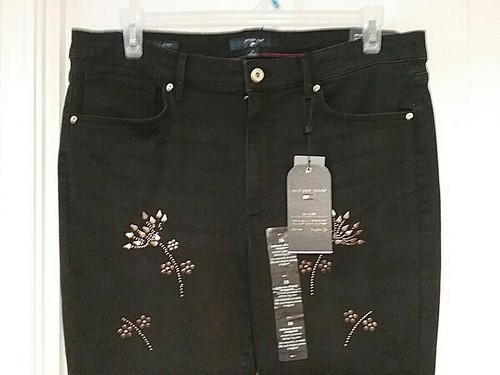 Tommy Hilfiger Tribeca Skinny Jeans Size 16 Black w/Gold NEW $79 (T008K) - Picture 2 of 11