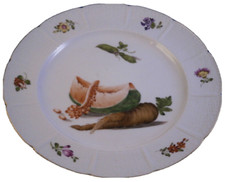 Antique 19thC French Porcelain Vegetable Scene Plate Porzellan Teller France
