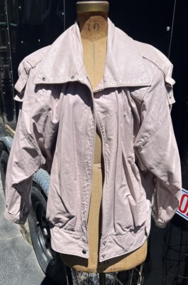 GINO di GIORGIO 80s 90s Leather Motorcycle Jacket Small PINK Zip Up Snaps Womens