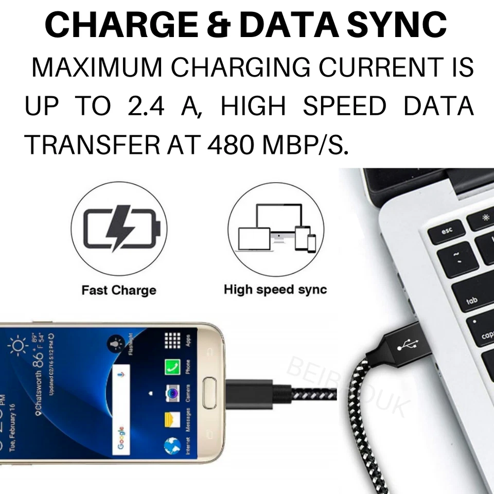Lote de cargador USB C de 10 pies de cable de carga rápida tipo C para Samsung S9 S8 LG Stylo 4 Foto 2 de 4