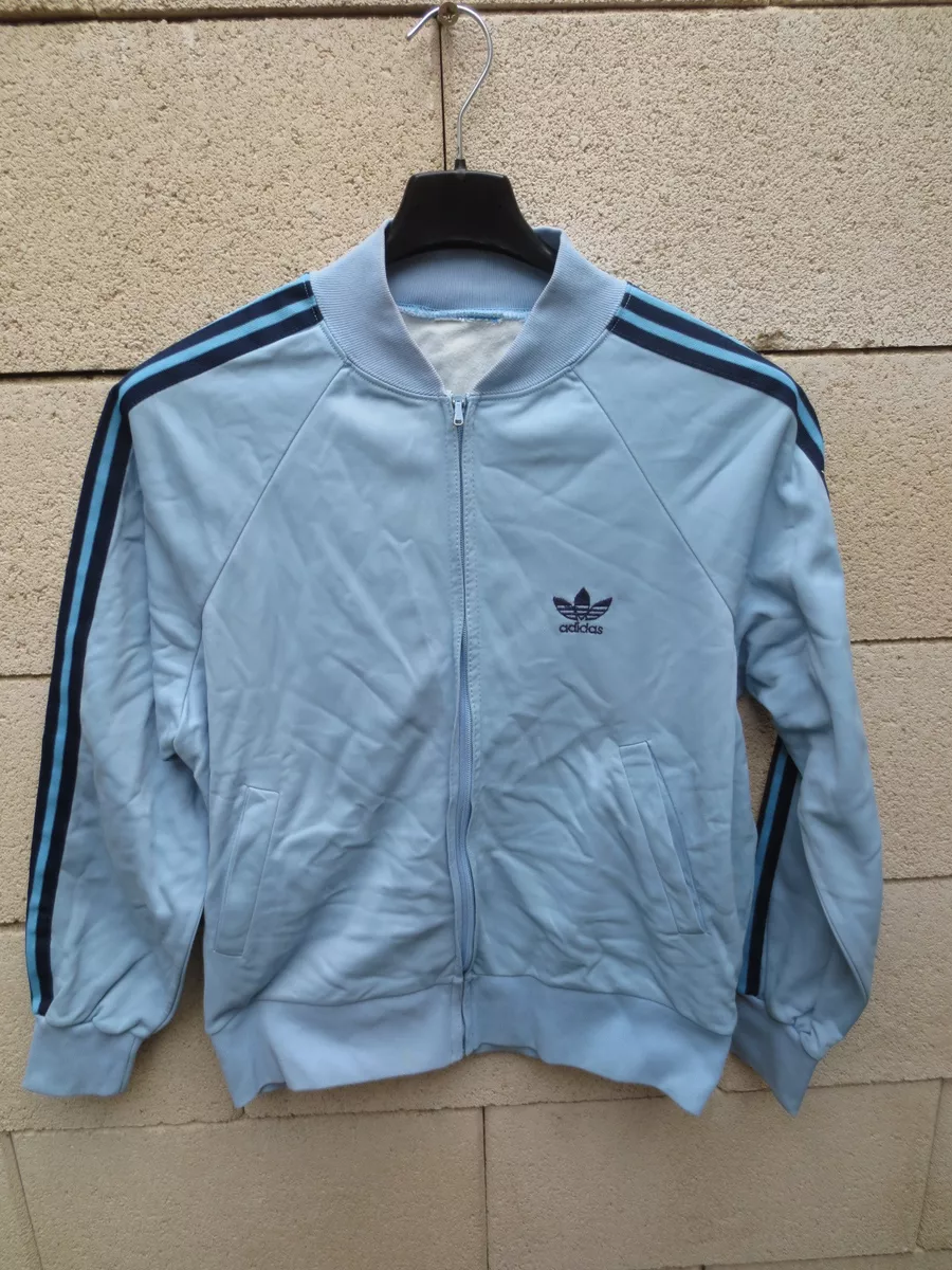 VINTAGE Veste ADIDAS bleu ciel jacket jacke tracktop oldschool S années 70