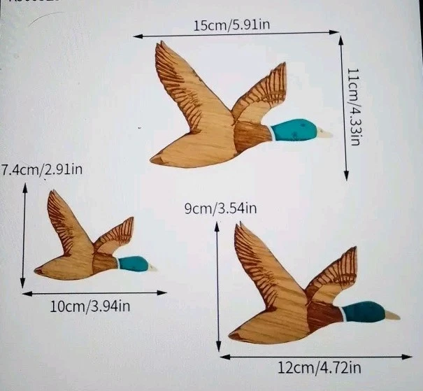 3 FLYING DUCKS 2D rustic Vintage Wooden WALL HANGING Decor see Pics Sweet Items - Image 2 of 3