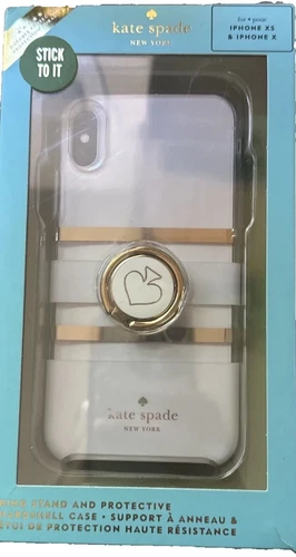 Kate Spade New York-Ring & Protective Hardshell Case For iPhone X &XS White/Gold - Picture 2 of 6