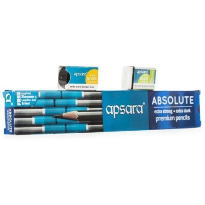 Apsara Absolute Extra Dark Pencil Free Cap Sharpener + Eraser