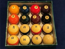 Vintage Made in Belgium 2 1/4" Unused Billiard Ball Set in Original Box - NICE 