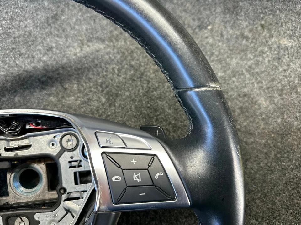 Mercedes W166 Gl450 Gl350 Steering Wheel Black Leather Pedal Shift oem - Image 3 of 4