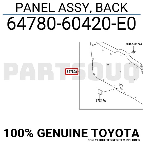 6478060420E0 Genuine Toyota PANEL ASSY, BACK 64780-60420-E0 | eBay