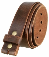 One Piece Genuine Full Leather Vintage Belt Strap Casual Jean Belt 1-1/2" wide