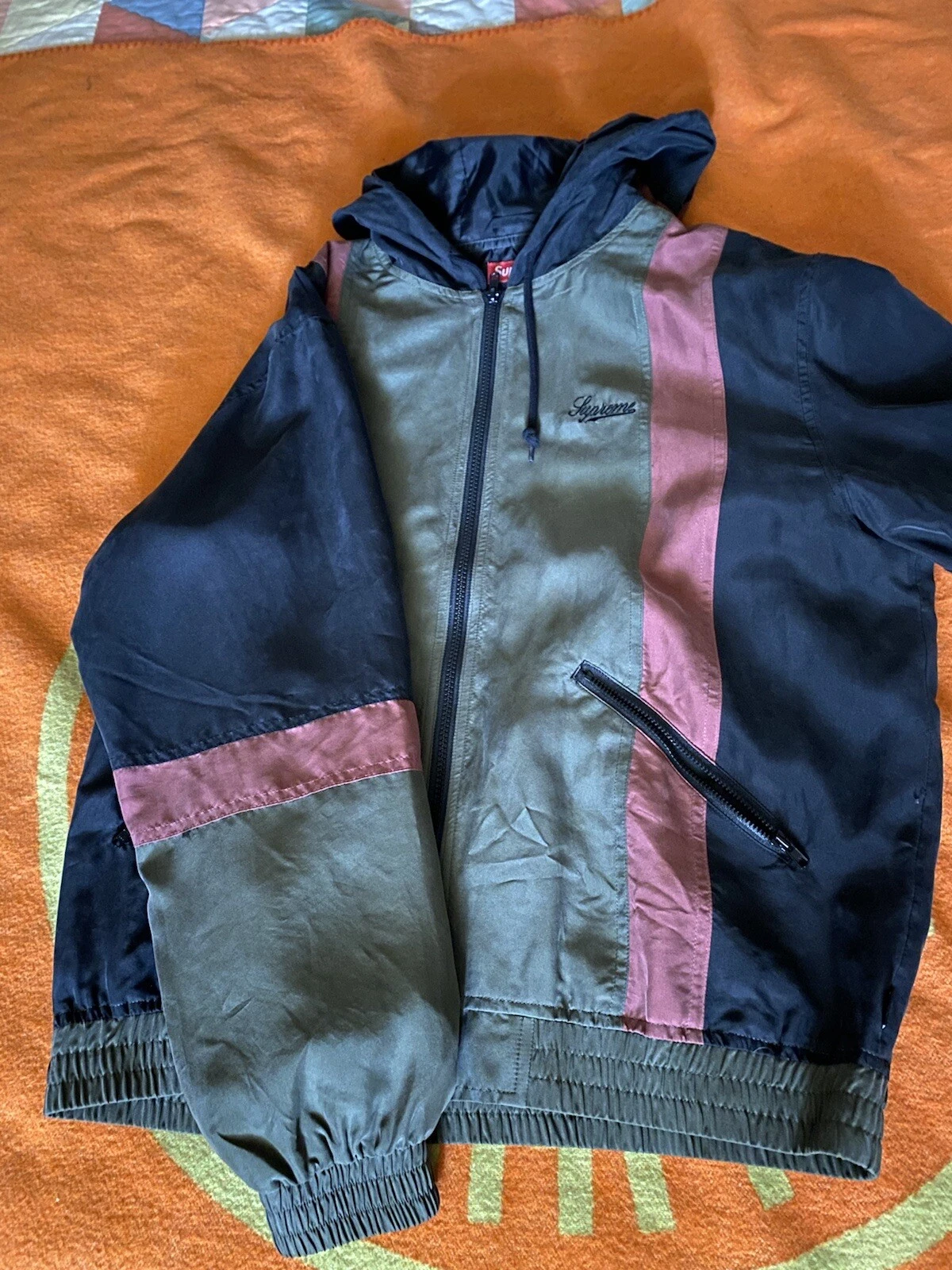 2017 SS Supreme Soie Veste Soie Noire Moyenne