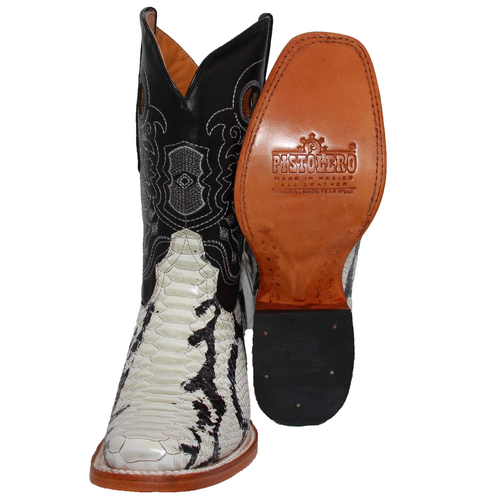 The Western Shops Mens Genuine Leather Python Snake Print Square Toe ...