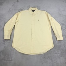 Vtg Polo Ralph Lauren Dress Shirt Mens 16.5-33 Yellow Oxford Flesh Pony Preppy