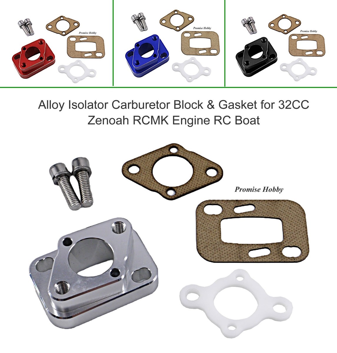 Alloy Isolator Carburetor Block & Gasket for 32CC Zenoah RCMK