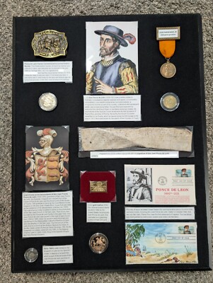 Juan Ponce de León Signed Cut Document in Shadow Box Display - EXTREMELY RARE!
