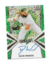 2019 Leaf Metal Flash Auto Green RC Davis Wendzel ON CARD Texas Rangers #7/15 