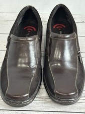 Naturalizer Women  s 6.5 M Brown Leather Slip-On Comfort Shoes with Side Zipper