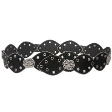 2 1/2" 60 mm Wide Boho Oval Disc Concho Grommet Leather Link Belt