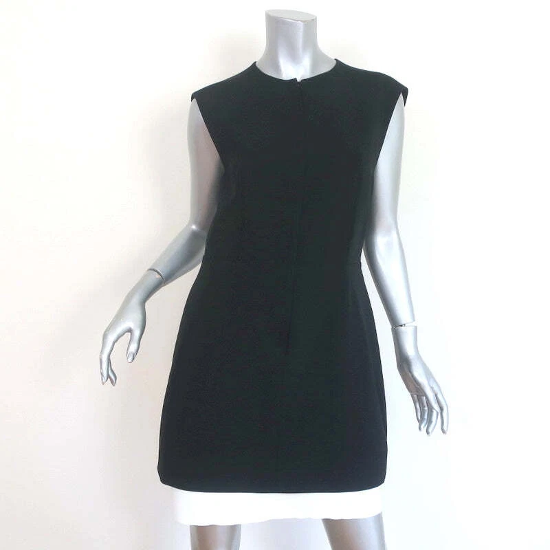 Abito bicolore Balenciaga nero bianco elasticizzato crepe taglia 42 mini senza maniche