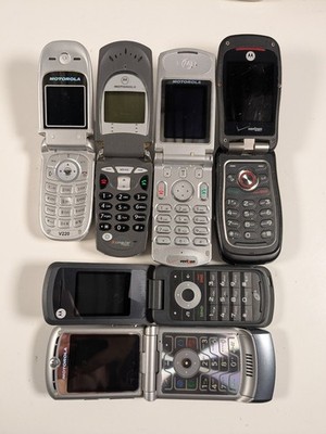 Lot (6) Motorola Flip Cell Phones Razr V3 W408G V220 V60i T720 V860 Untested