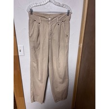 Vintage Grass Raggs Tan Pleated High Waisted Tapered Pants Made in USA 13/14