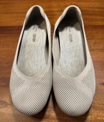 Clarks Donna Tyra Maglia Balletto Piatto Beige Cuscino Comfort Slip On Tg 5 5 M