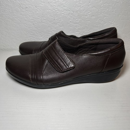 Clarks Everlay Tara Loafer Women Size 7.5M Brown Leather Shootie Monk Strap Shoe - Picture 4 of 9