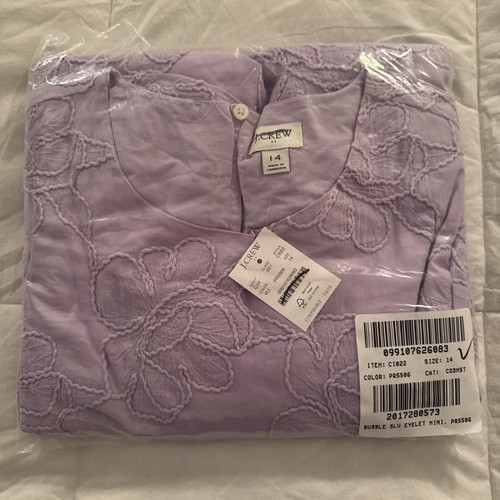 J.Crew Eyelet Puff-Sleeve Mini Dress Size 14 Purple New NWT - Picture 5 of 7