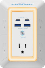 Multi Plug Outlet Surge Protector - 5 Outlet Extender with 4 USB Ports 2 USB-C