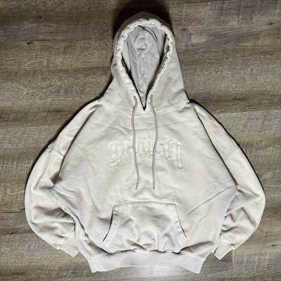 Youngla Embroidered Hoodie Beige Men's S Baggy Weighted *READ*