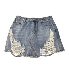 Retro Denim Alt Y2K Indie Streetwear Western Coastal Cowgirl Boho Mini Skirt L