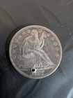 1857 Liberty Seated Silver Half Dollar - Holed